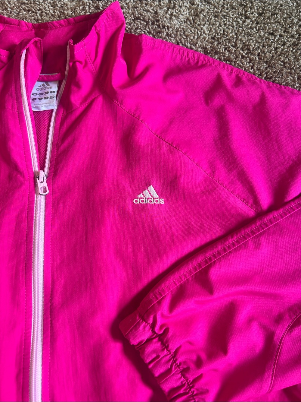 Adidas Hot Pink Athletic Jacket with Light Pink Trim